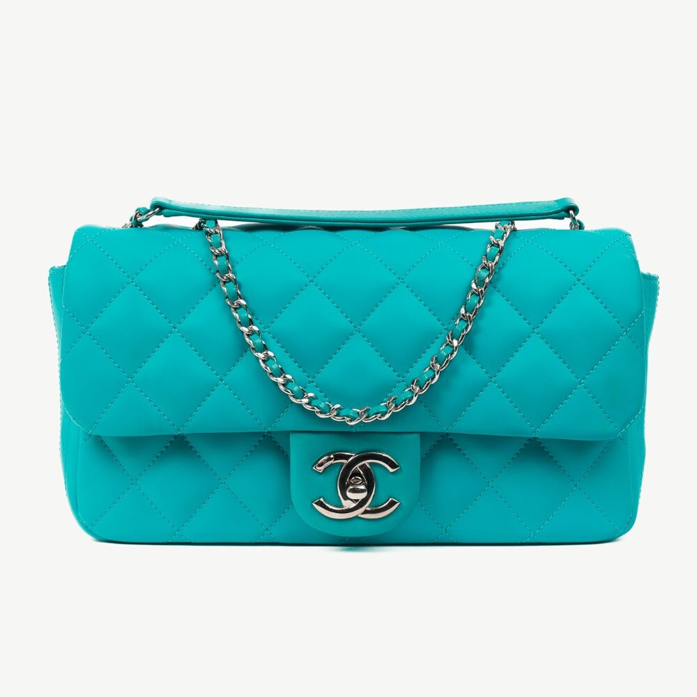 Chanel Teal Paris-Seoul Medium Lambskin Coco Rain Flap Bag